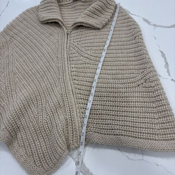 Stefanel Knit Poncho Womens Size XS S Wool Alpaca Blend Italian Yarn Cream Zip - Picture 5 of 6